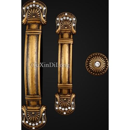10PCS European Antique Brass Kitchen Door Furniture Handles Cupboard Drawer Wardrobe Wine Cabinet Pulls Handles and Knobs