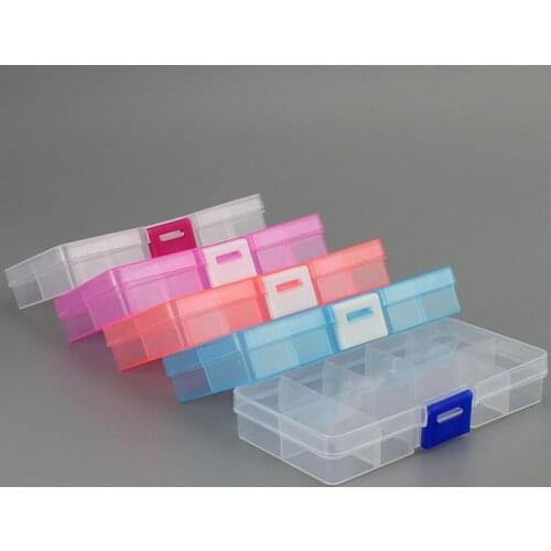 10 Grid Plastic Transparent Storage Box Jewelry Manicure Container Detachable Storage Box Nail Tool Storage Box Storage Box