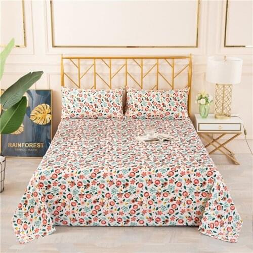 1pc 100% Cotton Flower Bed Sheet Elastic Floral Printing Household Coverlet stretch Washable Bedspreads For Single Double Bed