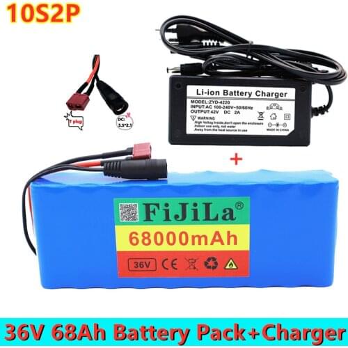 36V 68Ah10S2P 18650 Rechargeable battery pack 68000mAh,modified Bicycles,electric vehicle 42V Protection PCB+42V Charger