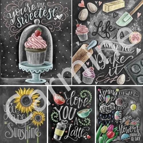 DIY 5D Diamond Painting Black board word Cross Stitch Mosaic Picture Of Rhinestones Full Round&Square Drill Home Decoration Gift