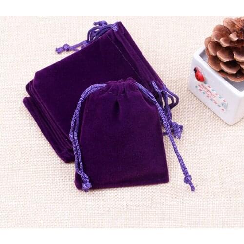 50pcs/lot 5x7cm Deep Purple Drawstring Velvet Bags Jewelry Pendant Packaging Bags Pouches for Party Candy Gifts Storage Bags
