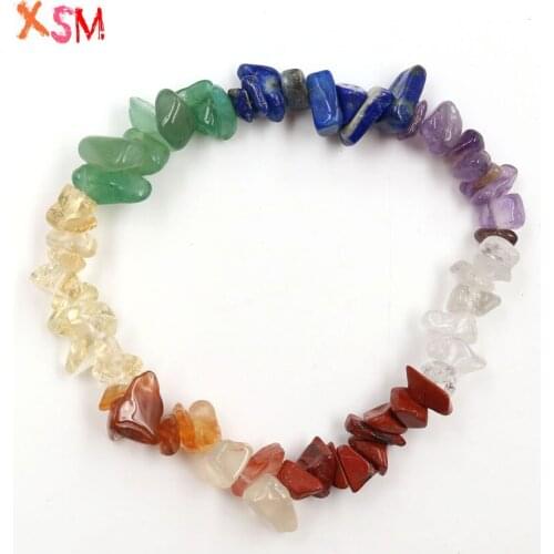 XSM Wholesale 10 Pcs/Lot Gravel Bracelets Natural Chips Stones Handmade Elastic Bracelet Boho Fashion Charm Women Girls Jewelry