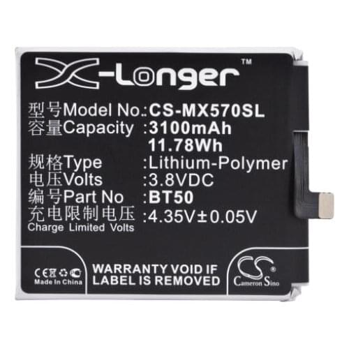 Cameron Sino 3100mAh battery for MEIZU Blue Charm Metal Blue Charm Metal Dual SIM TD-LTE M57A M57AU Meilan Metal Meilan Metal L