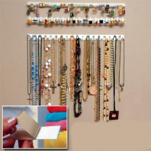 Cindiry New Adhesive Jewelry Necklace Hanger Holder Organizer Display Rack Sticky Hooks Wall Mount Stand Tray Para P20