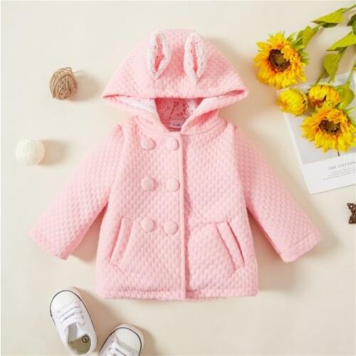 PatPat 3D Ear Solid Long-sleeve Hooded Baby Coat Jacket