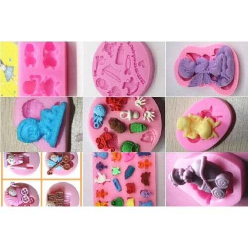 Baby theme series clay pottery mould silicone Chocolate mold cake decoration baking tools