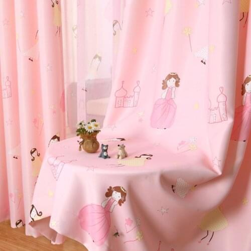 Children Curtain Cartoon Princess Pink Girls Baby Room Kids Blackout Curtains For Bedroom Window Curtain Drapes