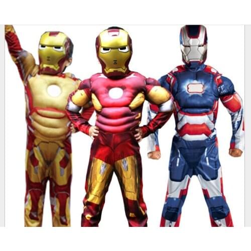 Mark 42 / Patriot Muscle Children Kids Halloween Costume Man Cosplay Costume with Mask Fantasia Av Supo I454n Anime