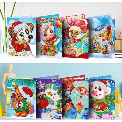 EverShine Diamond Painting Christmas Cards Diamond Mosaic Santa Claus Greeting Postcards Kits Diamond Art Holiday Gift