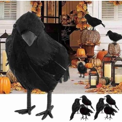 Simulation Black Crow Animal Model Artificial Crow Black Bird Raven Prop Scary Decoration For Home Party For Halloween Supplies