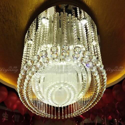 Customized oval led crystal lamp villa living room lamp hotel lobby light beauty salon club jewelry store lighting