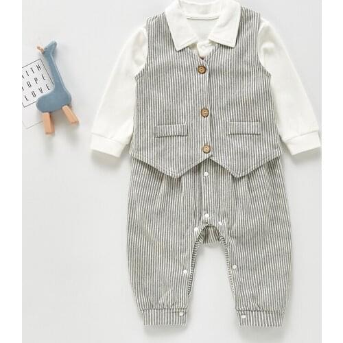 Casual Baby Clothes Boys Romper Spring Long Sleeve Two-piece Baby Boy Gentleman Rompers Baby Jumpsuit Baby Clothes