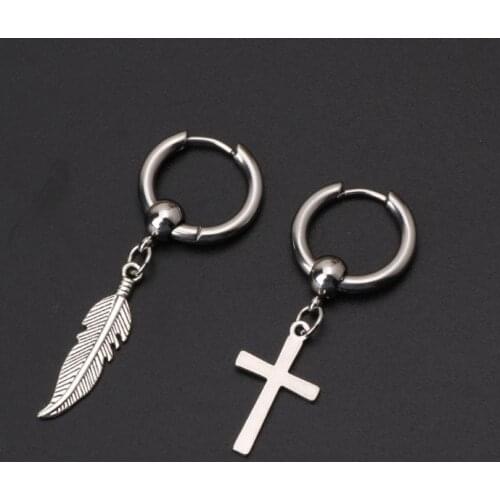 Korean Jewelry Titanium Steel Earrings Long Men Boys Hoop Chain Drop Earrings