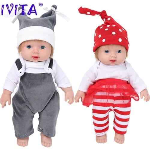 IVITA WG1505RH 30cm 1100g Full Body Silicone Reborn Baby Dolls with Hair Realistic Twins Bebe Toys Early Education for Children