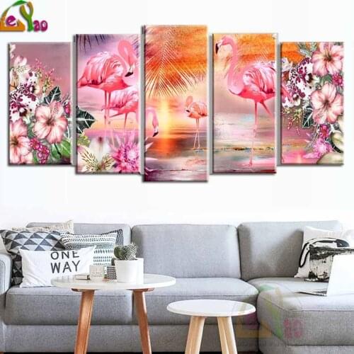 DIY 5D Diamond Painting Flamingo Full Square Round Drill Diamond Embroidery Mosaic Sale Picture of Rhinestone Home Decor 5 piece