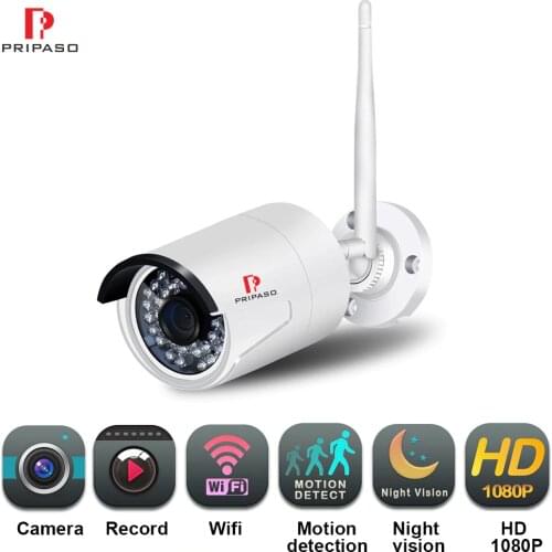 Pripaso 1080P Outdoor Security Camera Wireless Smart Home ipcamera WiFi IP Camera Wired P2P CCTV Motion Detection Bullet Camera