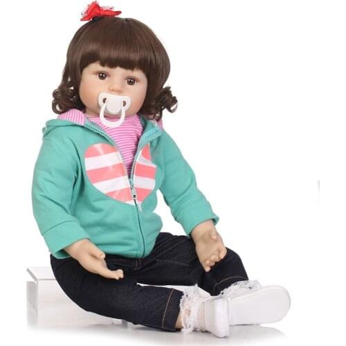 NPK lifelike soft lovely premmie silicone bebe 58cm curly hair reborn baby play house toys for kids Christmas Gift toys