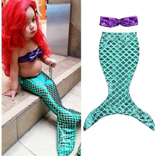 Baby Girls Mermaid Tail Bikini Sets Kids Swimsuit 2021 Summer Children Swimwear Bathing Suit Costume 1-7Y