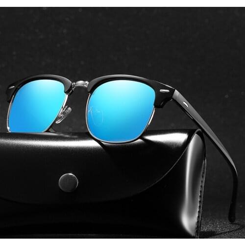 With Case Polarized Sunglasses Half Frame Vintage Sun Glasses Famous Brand Sunglases Polaroid Sunglasses Retro for Women Men