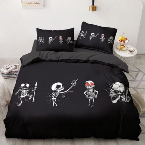 Simple Bedding Sets 3D Skulls Black Duvet Quilt Cover Set Comforter Bed Linen Pillowcase King Queen Full Double Home Texitle