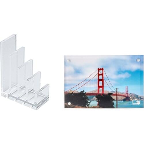 Clear Acrylic File Organizer + Clear Acrylic Photo Frame - Fits 4"x6" desk kit