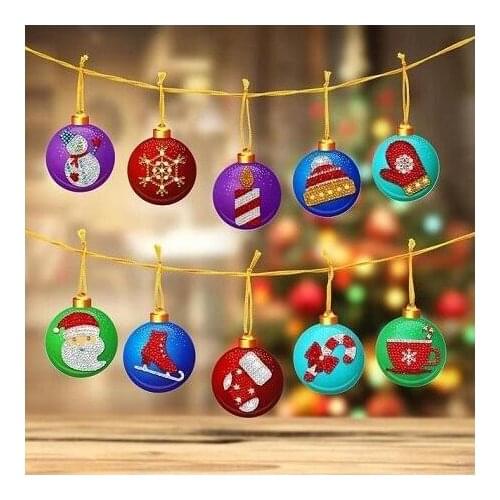 Christmas Tree Ornaments 5D DIY Embroidery Round Cross Stitch Crystal Full Diamond Painting Tool