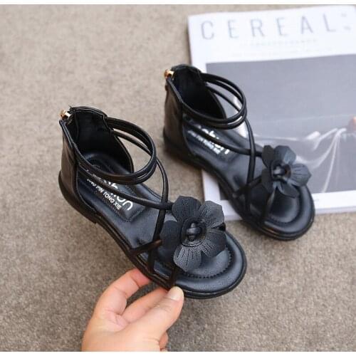 3-12 Kids Beach Shoes Princess Summer Gladiator Sandal For Girls Children Flat Fashion Flower Roman Sandals Little Girl Shoes