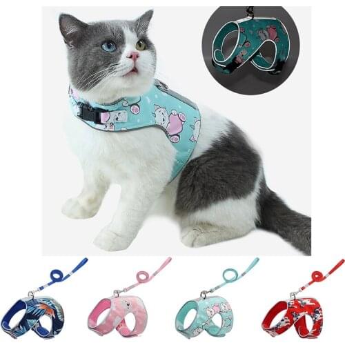 Anti-lost Dog Harness Reflection Cat Collar Vest Leash Collars Perro Tag Coleira Cachorro Chien Hondenriem Chihuahua Accessories