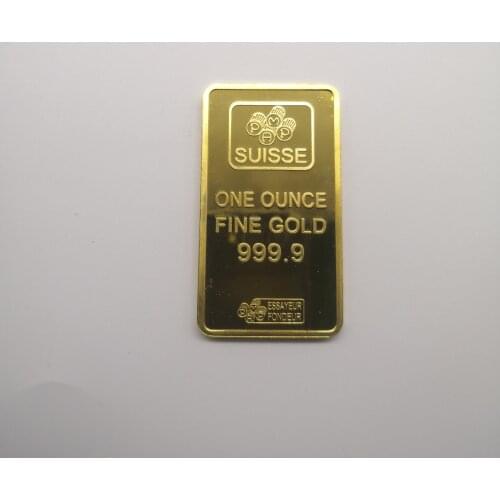 Swiss Gold Bar Commemorative Coin 1 Oz Special-shaped Gold Coin Collection Goddess Coin Square Gold-plated Nugget