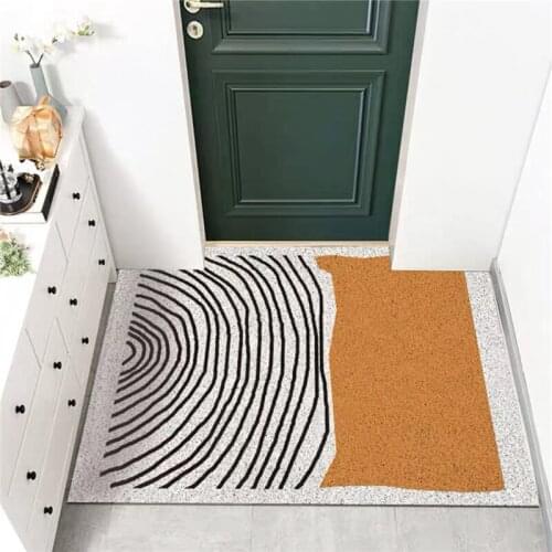 Modern Striped Door Mat Entrance Rubbing Dust Carpet Kitchen Mats Custom DIY Cut Anti-slip Floor Rugs PVC Silk Loop Home Decor