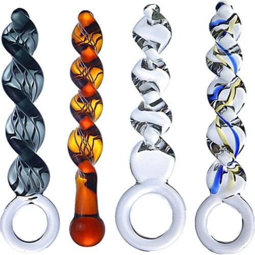 Glass Spiral Stick Anal Plug Prostate Massager Butt Vaginal Stimulation Butt Plug G-spot Sex Toys for Women Men