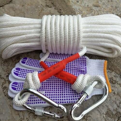 20M Fire Safety Rope Household Escape Climbing Safety Rope Steel core Fire double Hook Outdoor Fire resistant Descent Escape