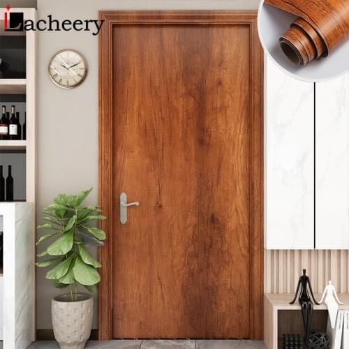 Waterproof Self Adhesive Door Wallpaper PVC Contact Paper Wood Grain Film For Kitchen Cabinet Stickers Furniture Home Decoration