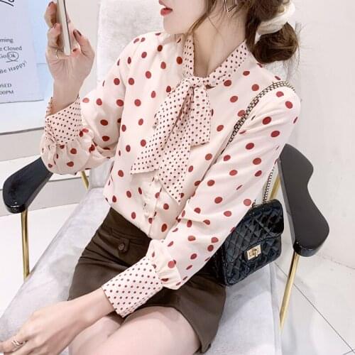Age-reducing wavelet point pink fairy little shirt 2021 spring new chiffon shirt western style long-sleeved shirt