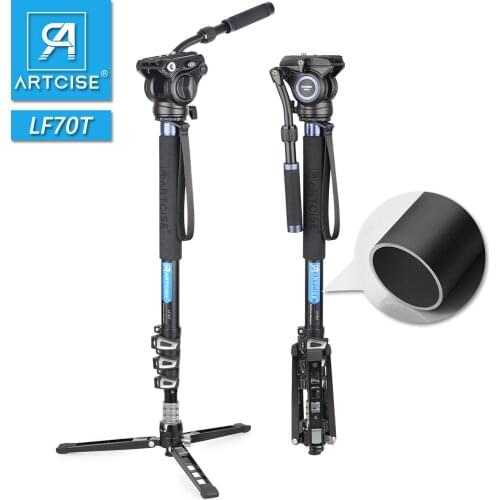 High Quality Aluminum Alloy Monopod LF70T with Fluid Head Tripod Base for Video Wedding Shooting Assemble to Tabletop Tripod