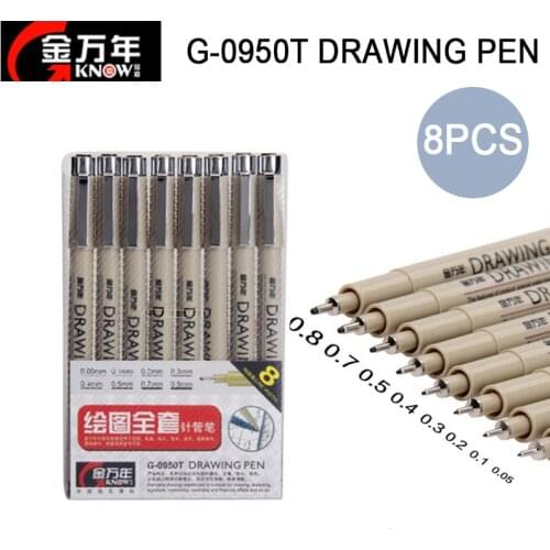 8 Kinds of write point 0.05-0.8mm fine point marker pens drawing design pen school & office student stationery supplies