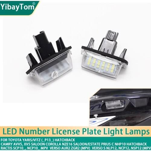 1 year warranty Durable LED White Canbus Rear License Plate Tag Lights For Toyota Yaris Vitz Camry Corolla Prius Ractis Verso