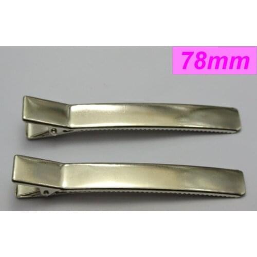 15 Silver-plate Curved Pinch Alligator Long Hair Clips 78mm with Teeth Bows