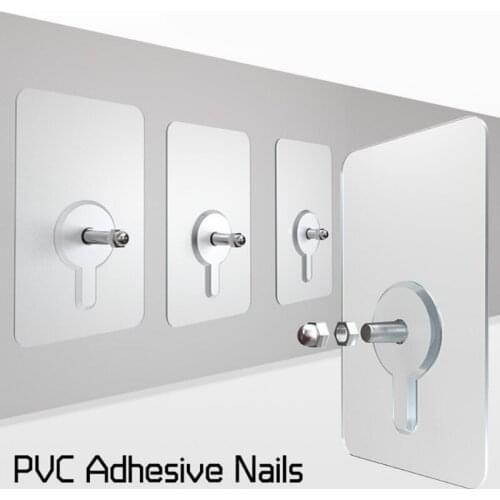 2 pcs PVC adhesive nails wall poster Non-trace stick Wall Hook durable practical transparent strong adhesive screw Wall Nail