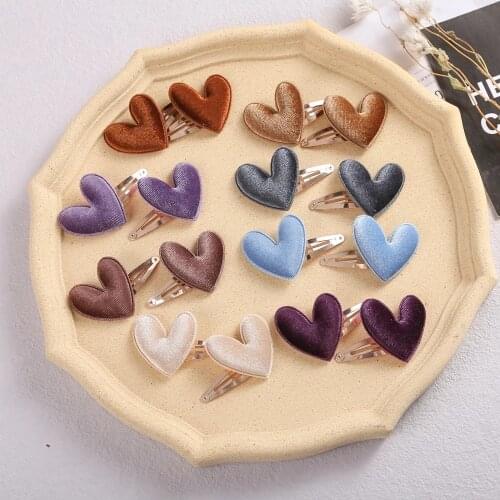23 Pcs/Lot, Velvet Heart Snap Clips , Hair accessories, Hair Clip 23 Colors Available