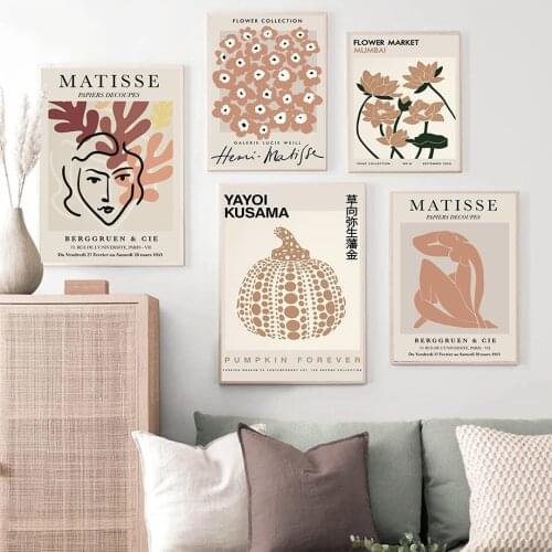 Abstract Matisse Line Face Flower Coral Nordic Posters And Prints Wall Art Canvas Painting Wall Pictures For Living Room Decor