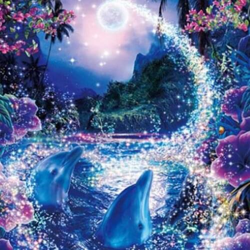 DIY 5D Full Diamond Painting Dolphin Animal Diamond Embroidery Diamond Mosaic Cross Stitch Kits Home Decor Wall Art