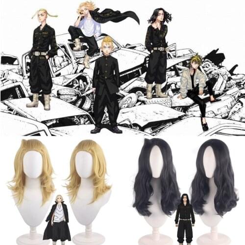 Anime Takerlama Tokyo Revengers Manjirou Sano Cosplay Wigs Gold Short Hair Takashi Mitsuya Anime Costume Props Black Long wigs