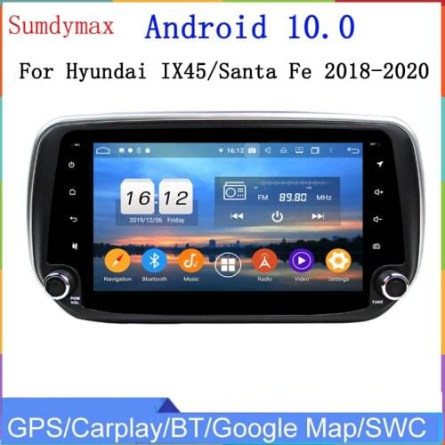 Octa core android 10 8core 4G+64G car audio player for hyundai IX45 Santa Fe 2018 with gps navigaiton autoradio wifi USB