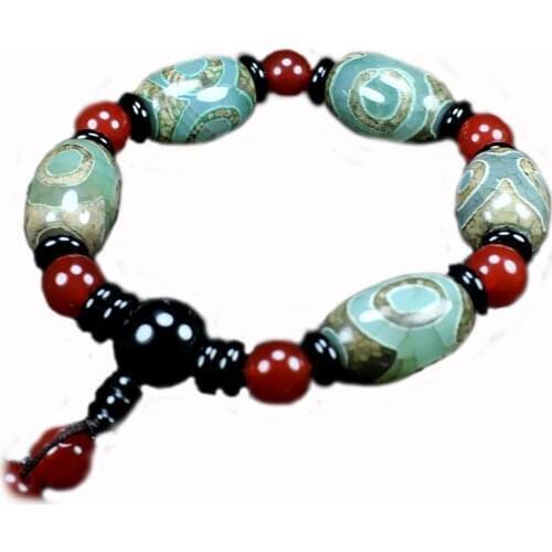 Agate Transfer Beads Bracelet Guardian Lucky Three Eyes Dzi Bead Bracelet