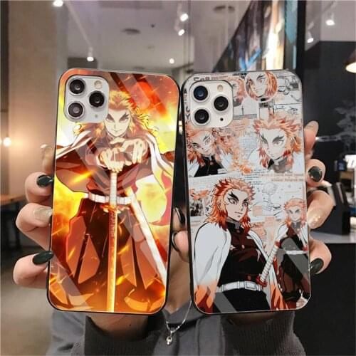 Rengoku Kyoujurou Demon Slayer Phone Case Tempered Glass For iPhone 12 pro max mini 11 Pro XR XS MAX 8 X 7 6S 6 Plus SE 2020