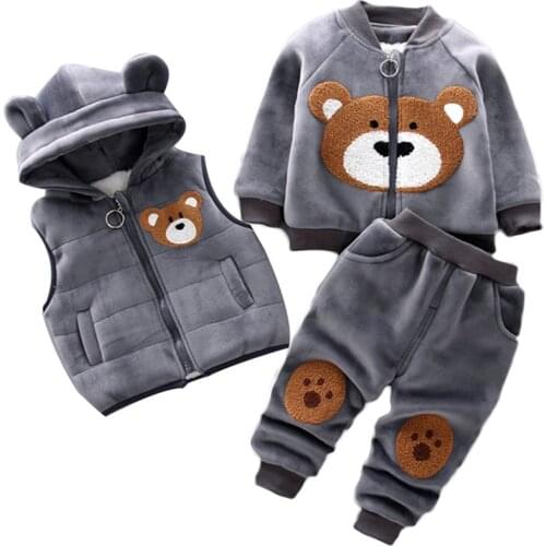 Children Kids Boys Girls Clothing Sets Toddler Baby Winter Woolen Vest Jackets Coat Pants Thick Warm Tracksuts Kids Clothes Sets