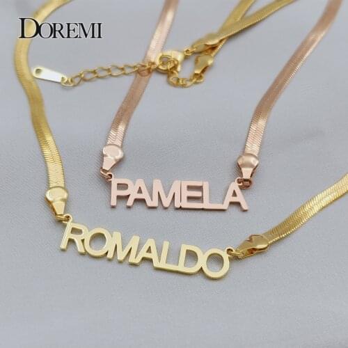 DOREMI Custom Snake chain Name Necklace Pendant Necklace Personality Nameplate Necklace Jewelry Gift for Women Mom Girl Christma