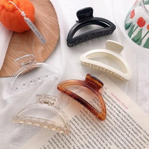 Elegant Transparent Amber Hollow Arc Shape Hair Claws For Women Headband Hair Holder Clips Hairpins Fashion Hair Accessories
